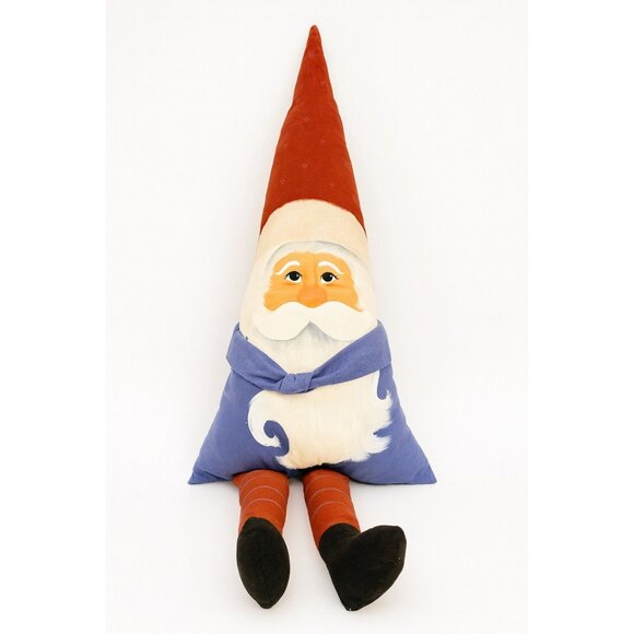 Santa Claus Pillow Doll With Red Hat & Blue Outfit | Vintage Hand Painted Christ - Picture 1 of 15